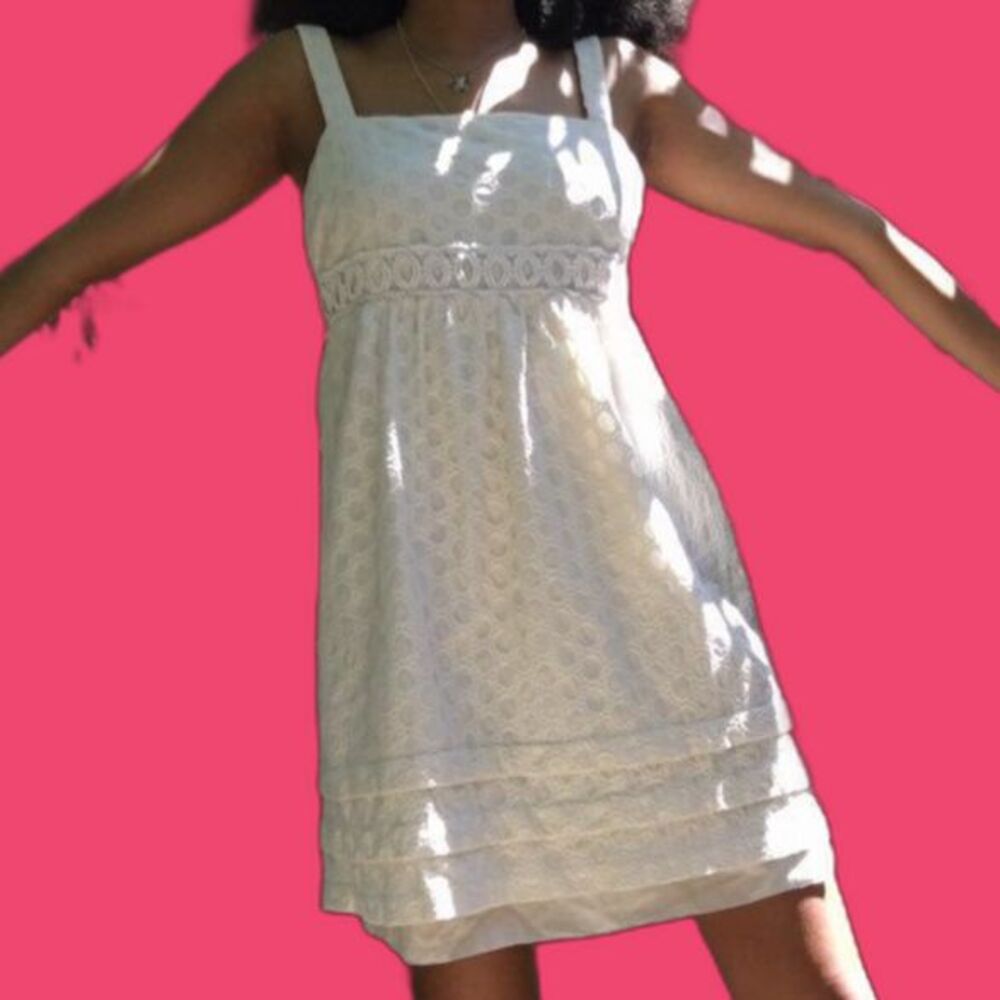 White Crochet Juicy Couture Dress| Lace Dress| Babydoll Dress